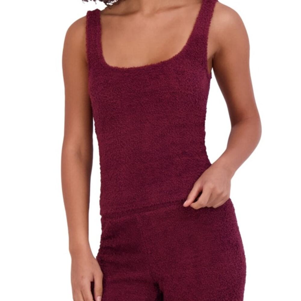 Steve Madden Women's Scoop-Neck Chenille Sleep Tank Top wine, small